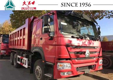 6X4 10 Wheeler HOWO Dump Truck For Mining In Red Color , Free Maintenance
